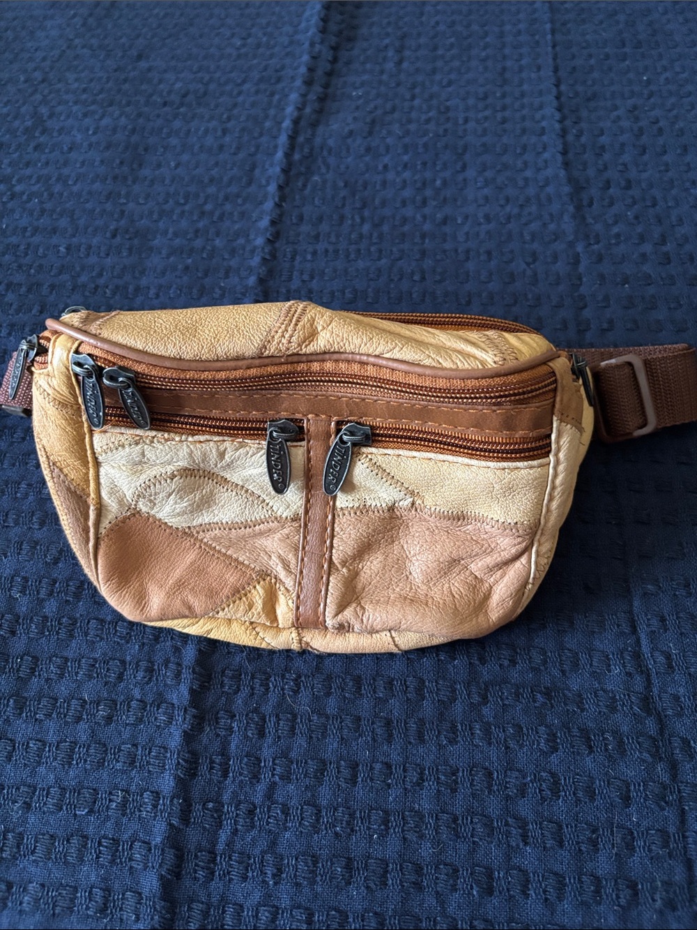 Vintage Tinder Genuine Leather Patchwork Waist Bag